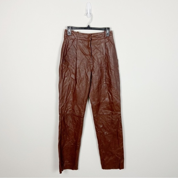 Lamarque Dacia Leather Pant in Chocolate Size 2 - Picture 2 of 15